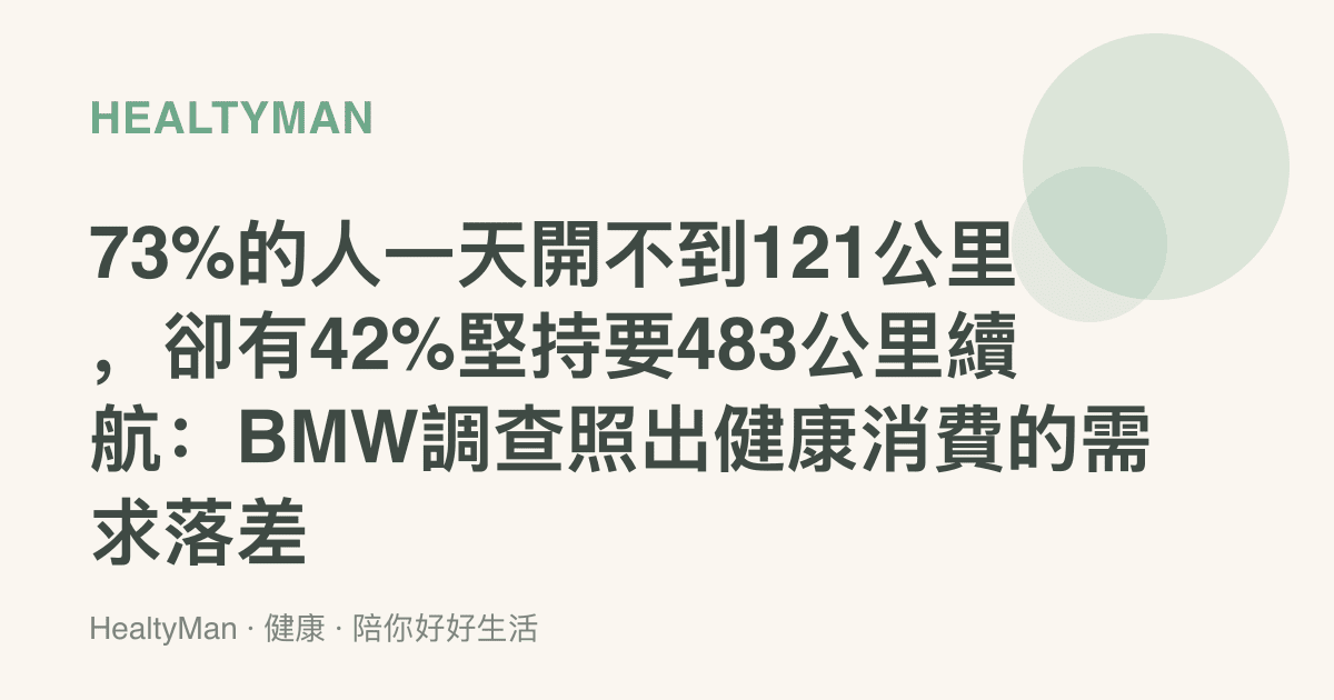 73%的人一天開不到121公裏，卻有42%堅持要483公裏續航：BMW調查照出健康消費的需求落差