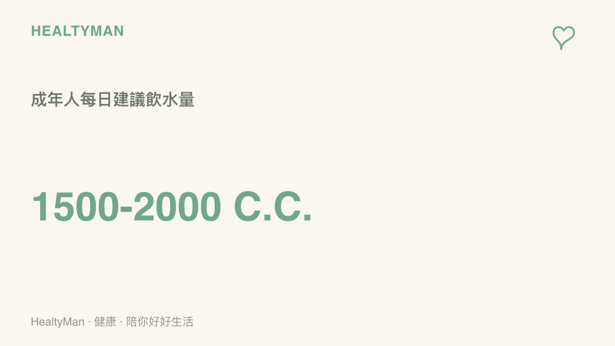 呈現成年人每日建議飲水量為一千五百至兩千毫升，以維持免疫功能正常運作的數值圖