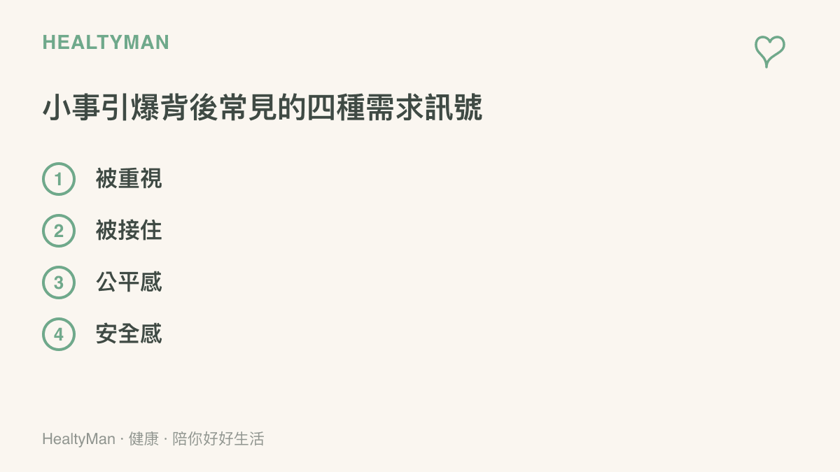 伴侶為小事爭吵時，背後常見的四種需求訊號：被重視、被接住、公平感、安全感
