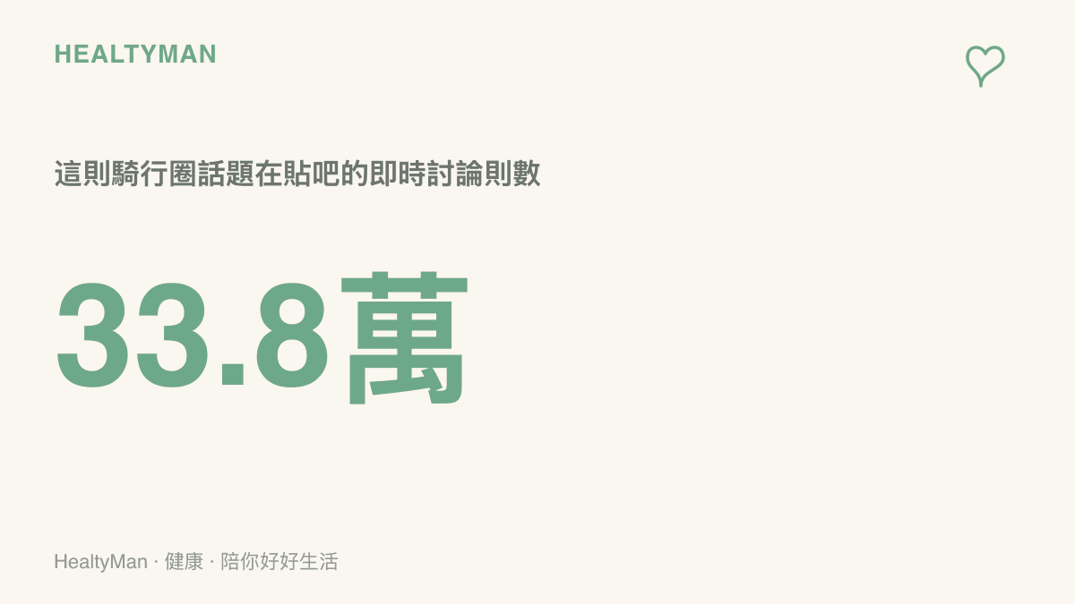 圖卡以醒目大字呈現33.8萬，說明這起騎行圈感情風波在百度貼吧累積的即時討論則數