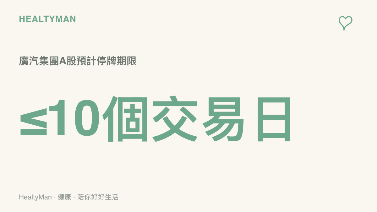 統計圖卡呈現廣汽集團A股因重大資產重組預計停牌期限不超過十個交易日