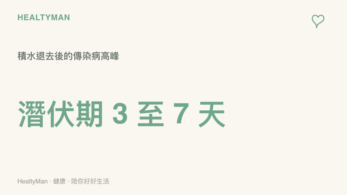 顯示積水退去後三到七天為鉤端螺旋體等傳染病潛伏高峯期的數據
