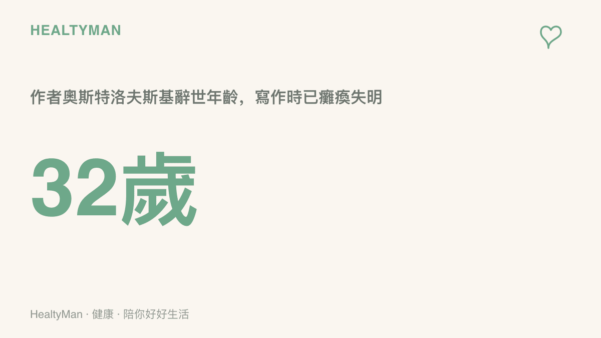 圖卡顯示《鋼鐵是怎樣煉成的》作者奧斯特洛夫斯基辭世時年僅32歲，寫作本書期間已全身癱瘓並失明