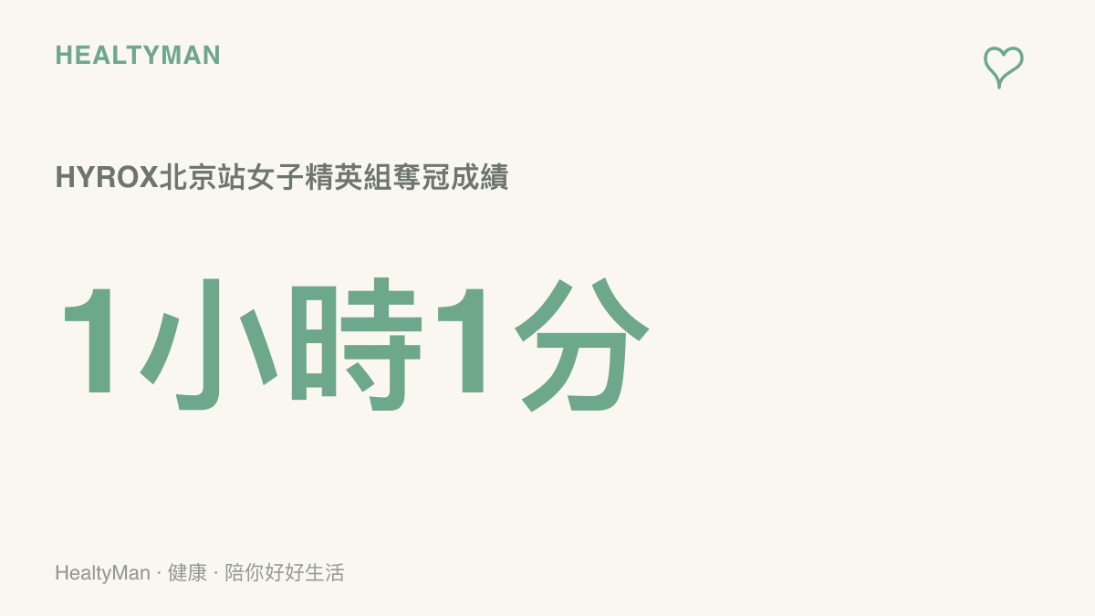 HYROX北京站女子精英組的奪冠成績為1小時1分，由世界紀錄保持者、澳洲選手Joanna Wietrzyk跑出