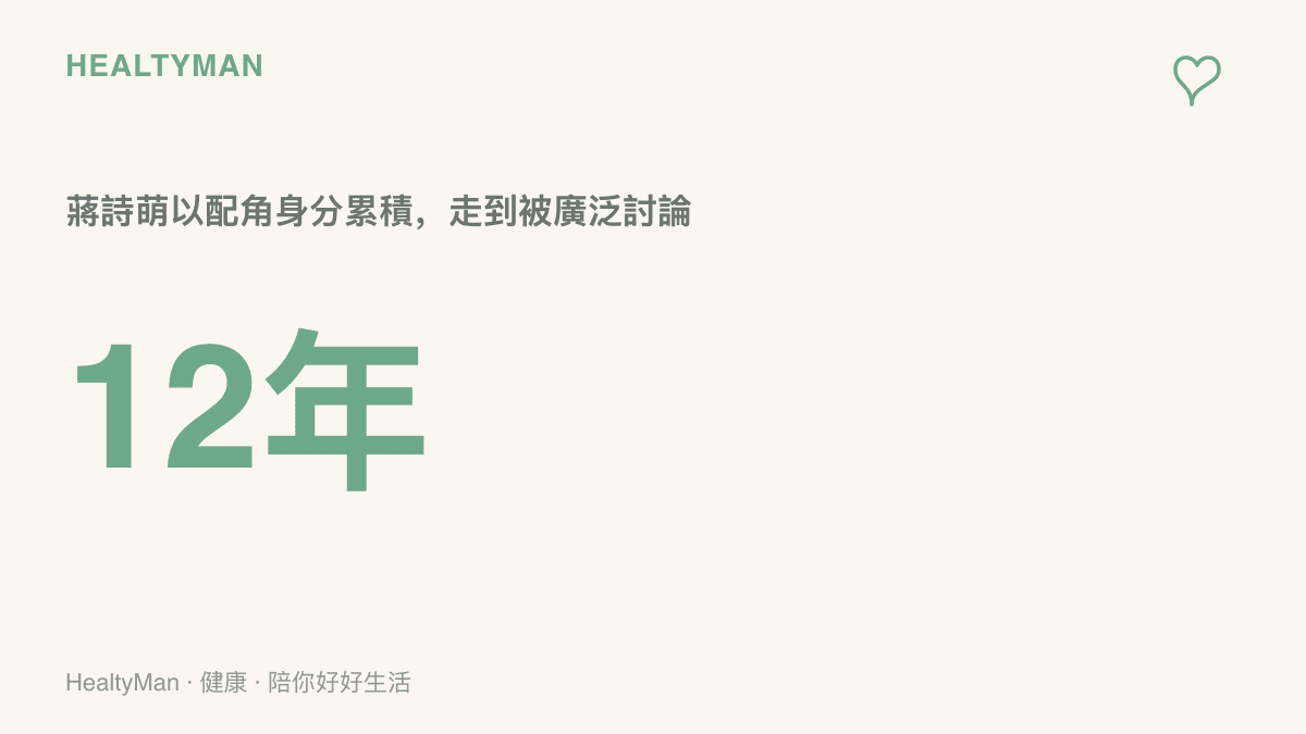 圖卡以大字呈現12年，代表蔣詩萌從演出配角到近期霸屏、被討論接班賈玲所累積的年數