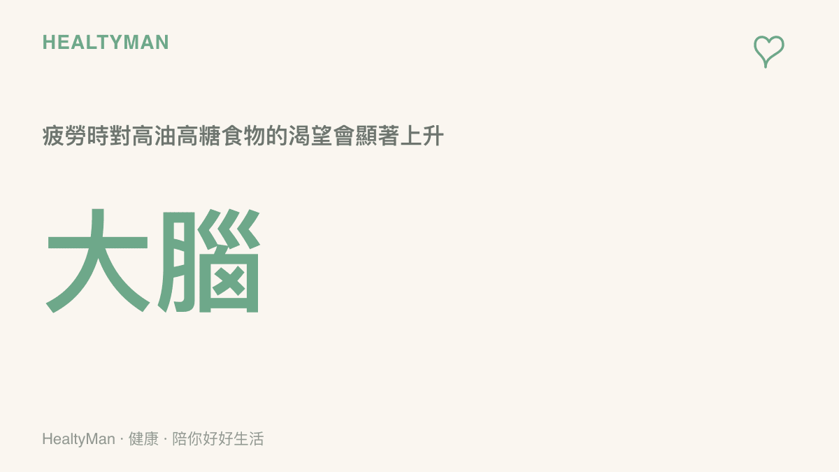 數據圖卡呈現大腦在疲勞狀態下對高油高糖食物的渴望程度顯著上升