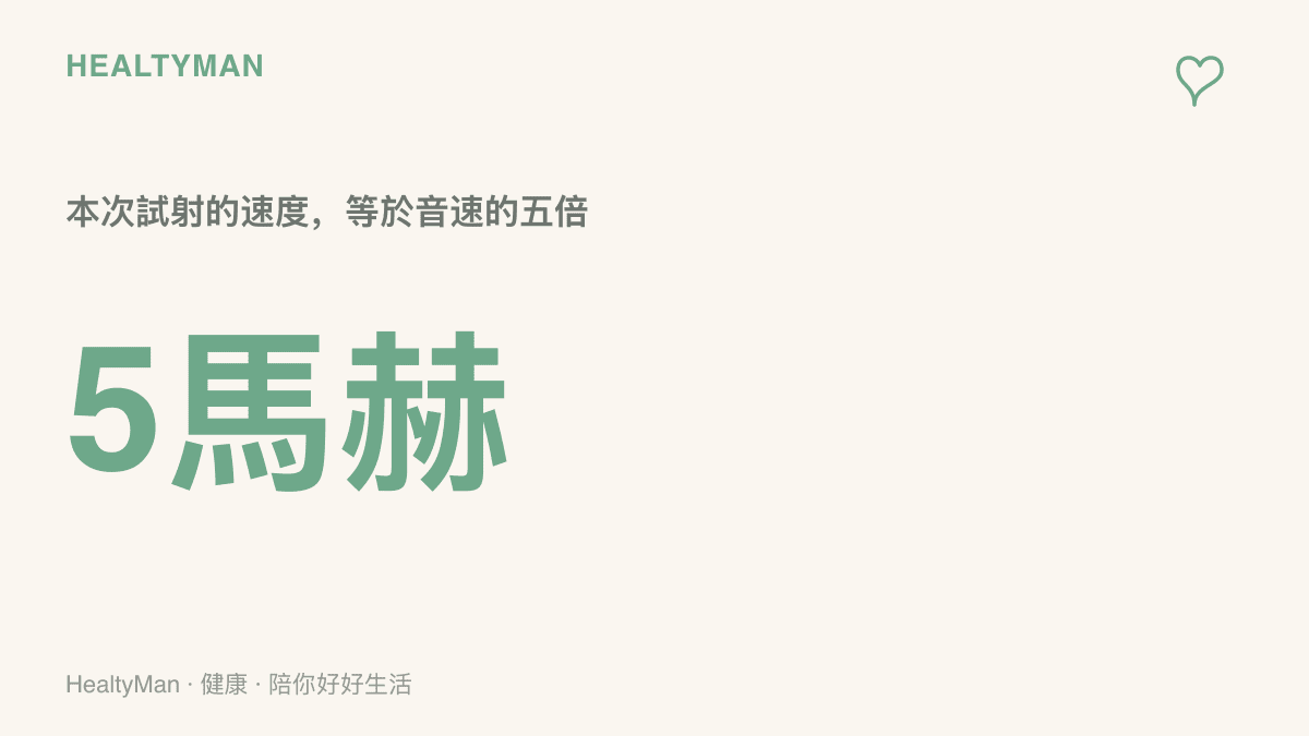 畫面中央以大字呈現五馬赫三個字，說明韓國軍方這次試射的飛彈速度達到音速的五倍