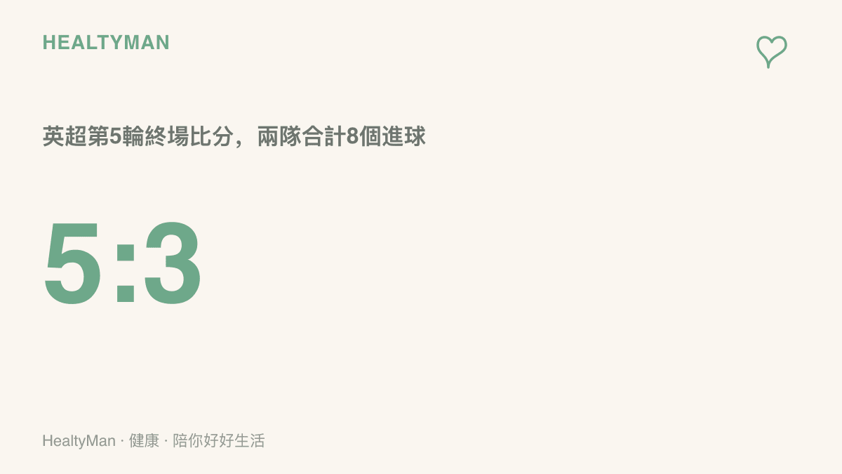統計圖卡呈現英超第5輪曼城以5比3擊敗桑德蘭、單場合計8個進球的終場比分