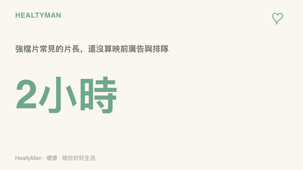 統計圖卡顯示多數強檔電影片長約兩小時，加上映前廣告與排隊後，一個場次的靜態時間更長