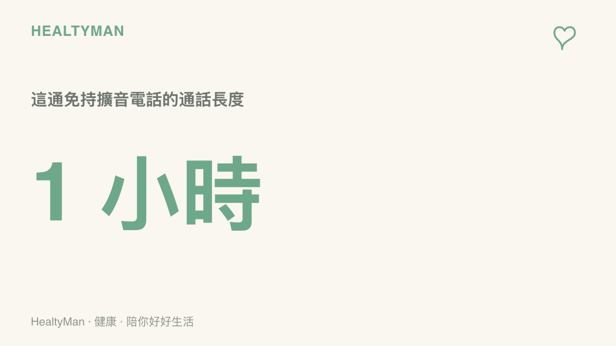 統計圖卡呈現這通高鐵免持擴音電話的長度為一小時，代表連續說話與暴露在通話音量中的時間相當可觀
