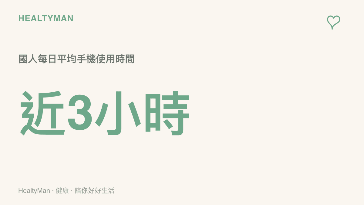 統計圖卡呈現國人每日平均手機使用時間將近三小時的數據