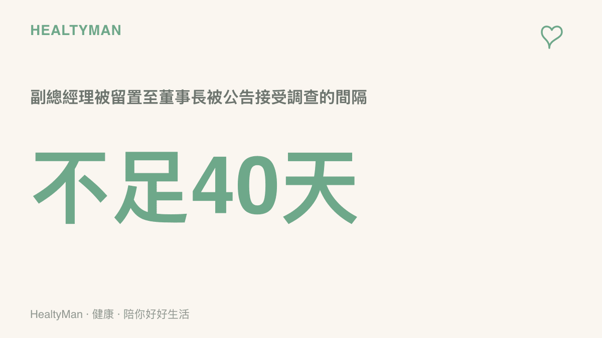 統計圖卡呈現安徽建工從8月11日副總經理何洪春被留置並辭職，到9月18日董事長楊善斌被公告接受審查調查，兩次公告之間相隔不足40天