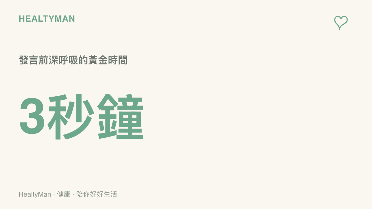 統計圖卡呈現發言前給予自己三秒鐘深呼吸能夠穩定自律神經的效果