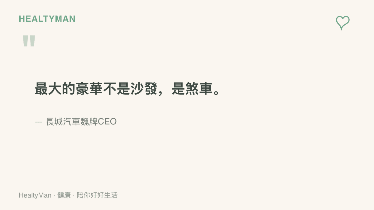引用長城汽車魏牌CEO的談話：真正的豪華在於煞車等安全性能，而非沙發座椅等舒適配備