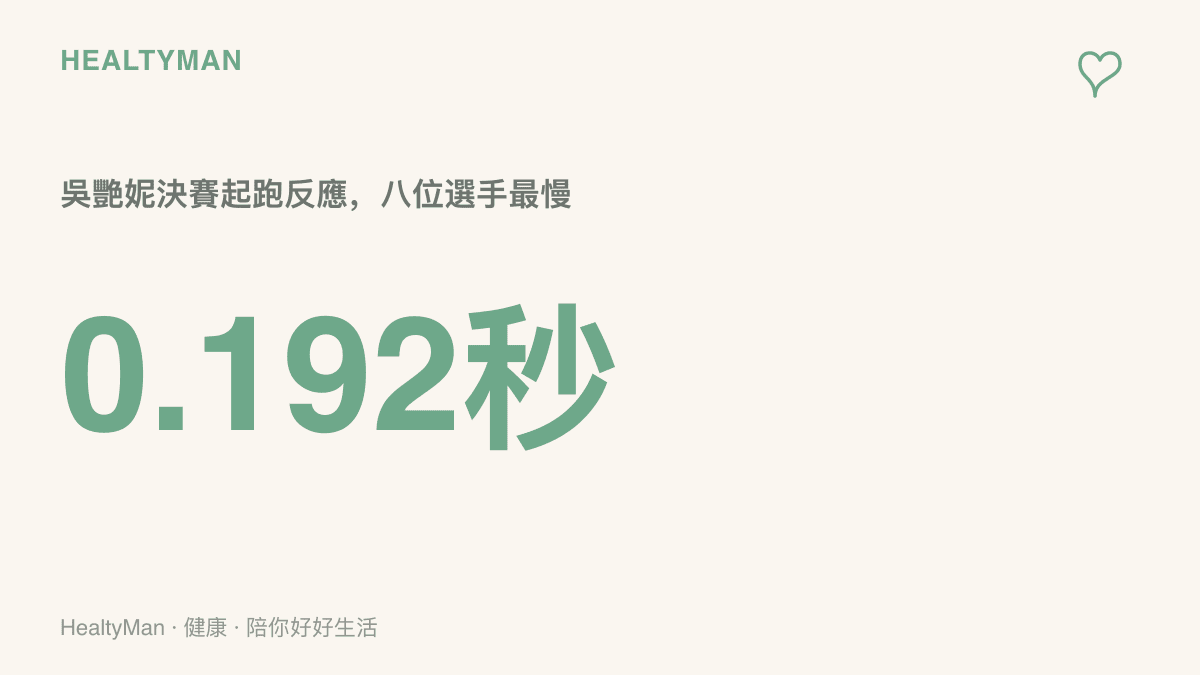 統計圖卡呈現吳艷妮在亞運女子100公尺跨欄決賽的起跑反應時間為0.192秒，是八位決賽選手中最慢的一位